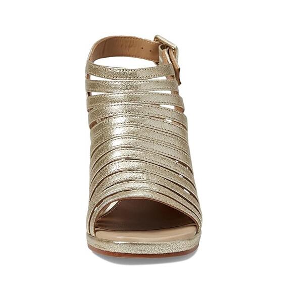 Donald Pliner Womens Sevanna Heeled Sandals US 8.5 M Gold Metallic Leather NIB - Picture 2 of 13